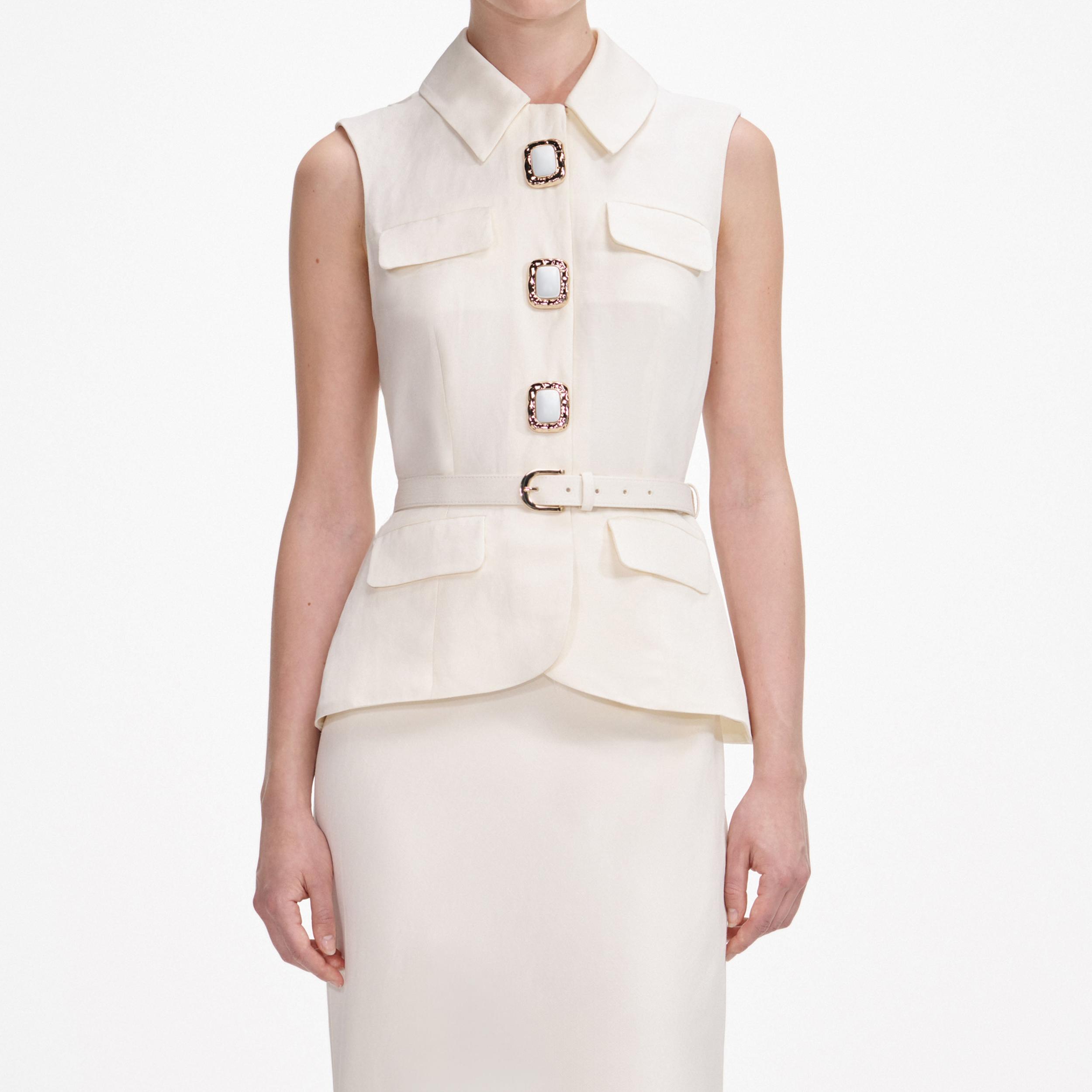 Cream Linen Maxi Dress Product Image