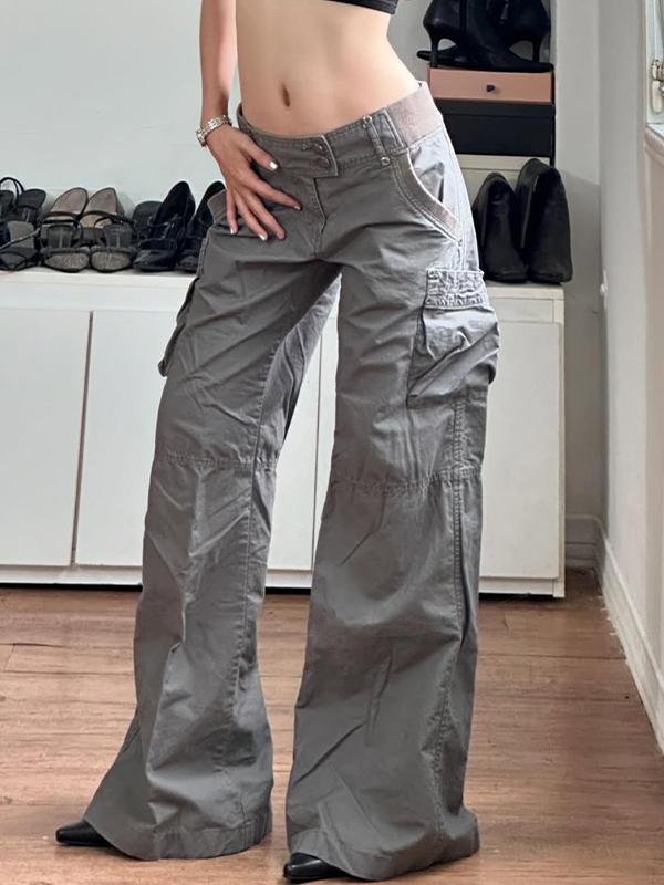 American Street Waist Patchwork Cargo Jeans Product Image