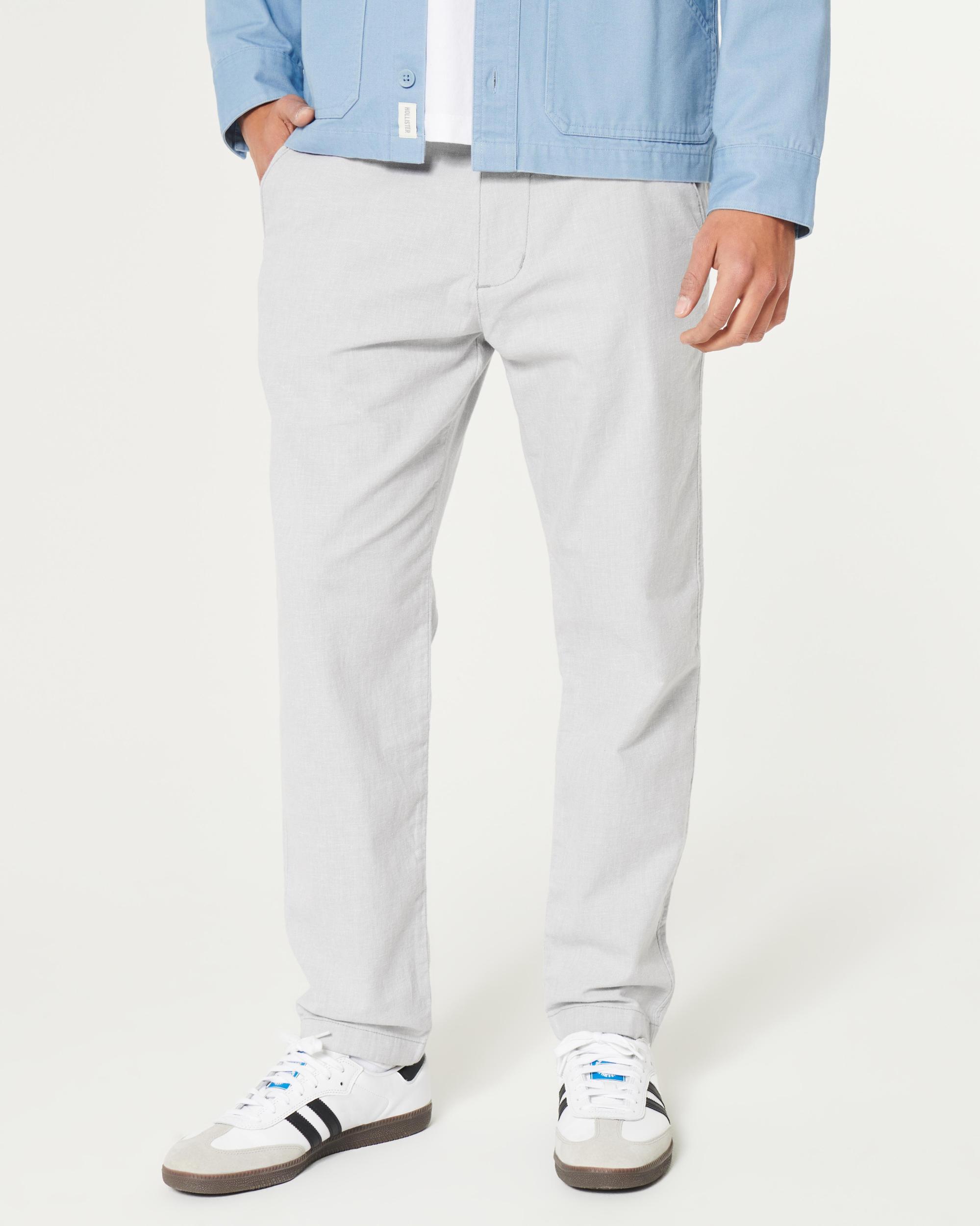 Slim Straight Stretch Linen-Blend Pants Product Image