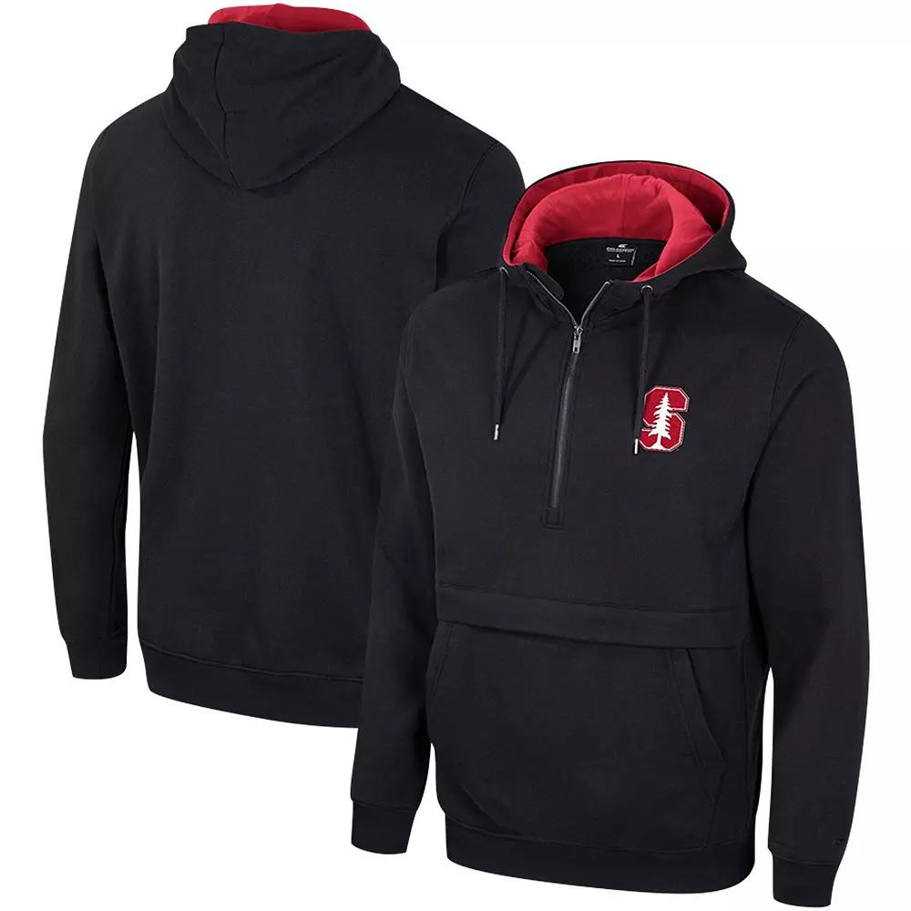 Men's Colosseum Black Stanford Cardinal Half-Zip Hoodie,  Product Image