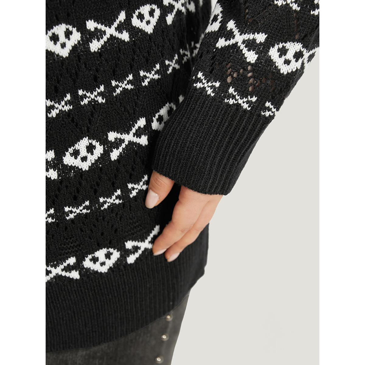 Plus Size Halloween Graphic Striped Button Up Cardigan Black Women Casual Loose Long Sleeve Festival-Halloween Cardigans BloomChic 10/M Product Image