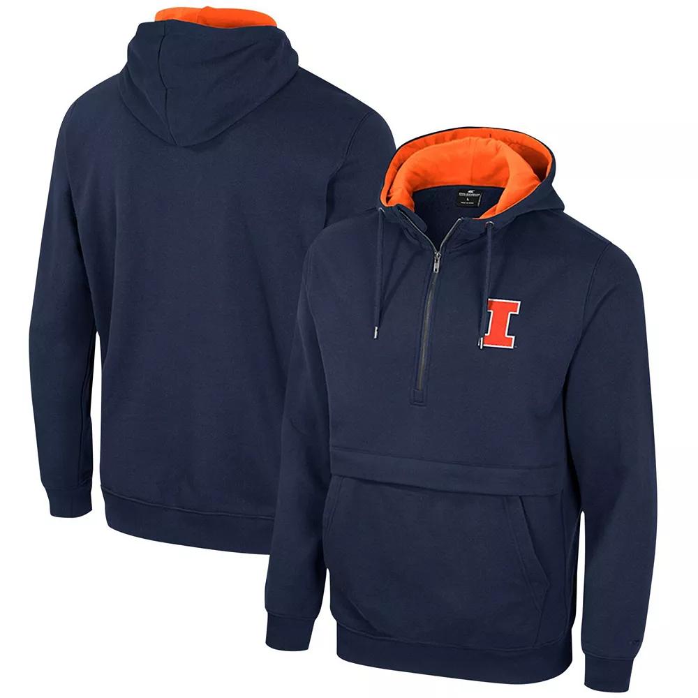 Men's Colosseum Navy Illinois Fighting Illini Half-Zip Hoodie,  Product Image