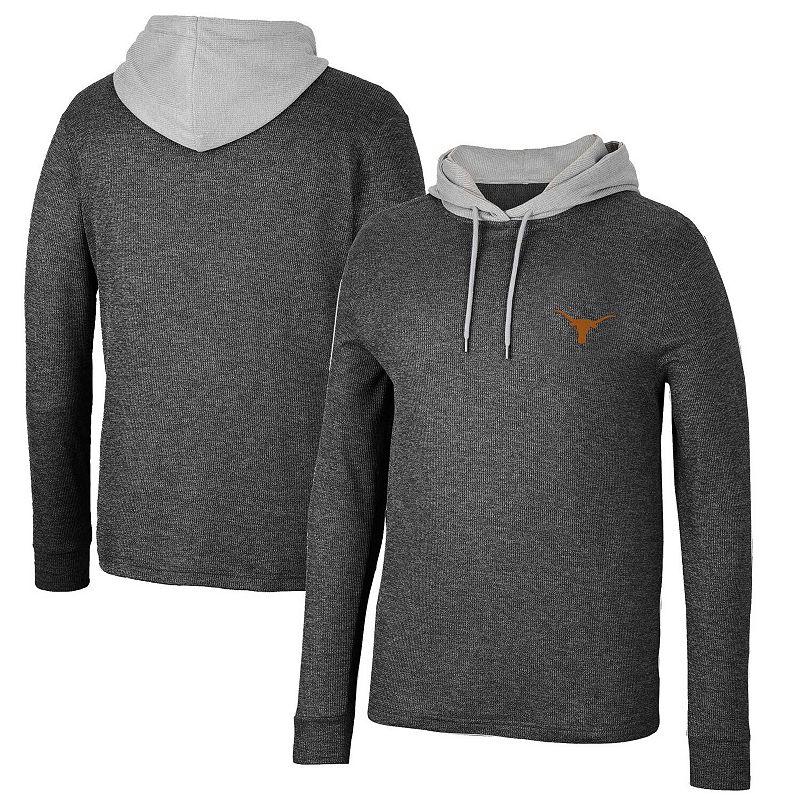 Men's Colosseum Black Texas Longhorns Ballot Waffle-Knit Thermal Long Sleeve Hoodie T-Shirt, Size: Small Product Image