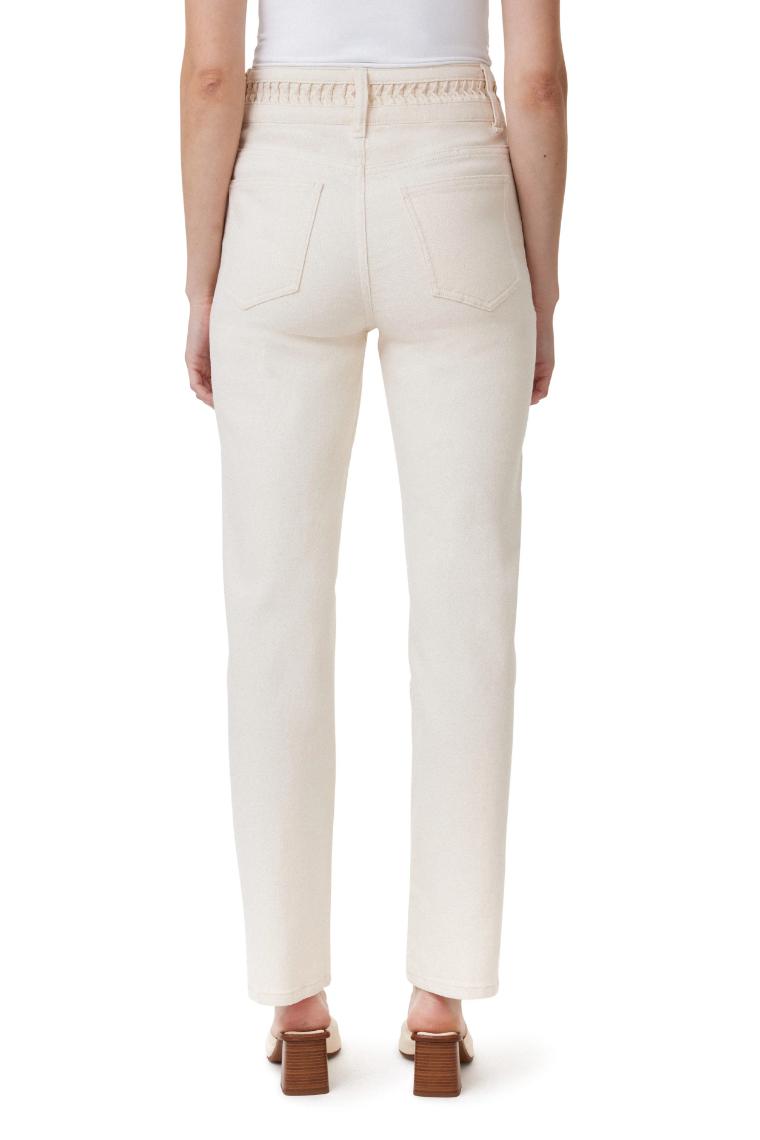 High Rise Pleated Straight Leg Jeans Product Image