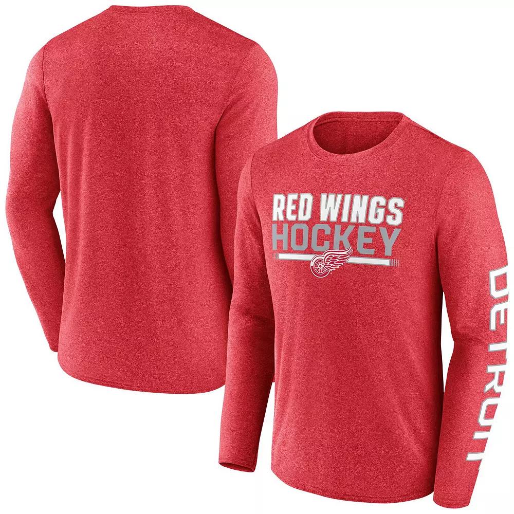 Men's Fanatics Heather Red Detroit Red Wings Sweep Iconic Synthetic Long Sleeve T-Shirt,  Product Image