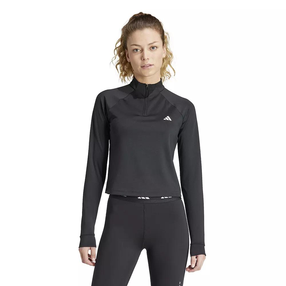 Women's adidas Essentials 1/4-Zip Training Sweatshirt, Size: XXL, Black Product Image