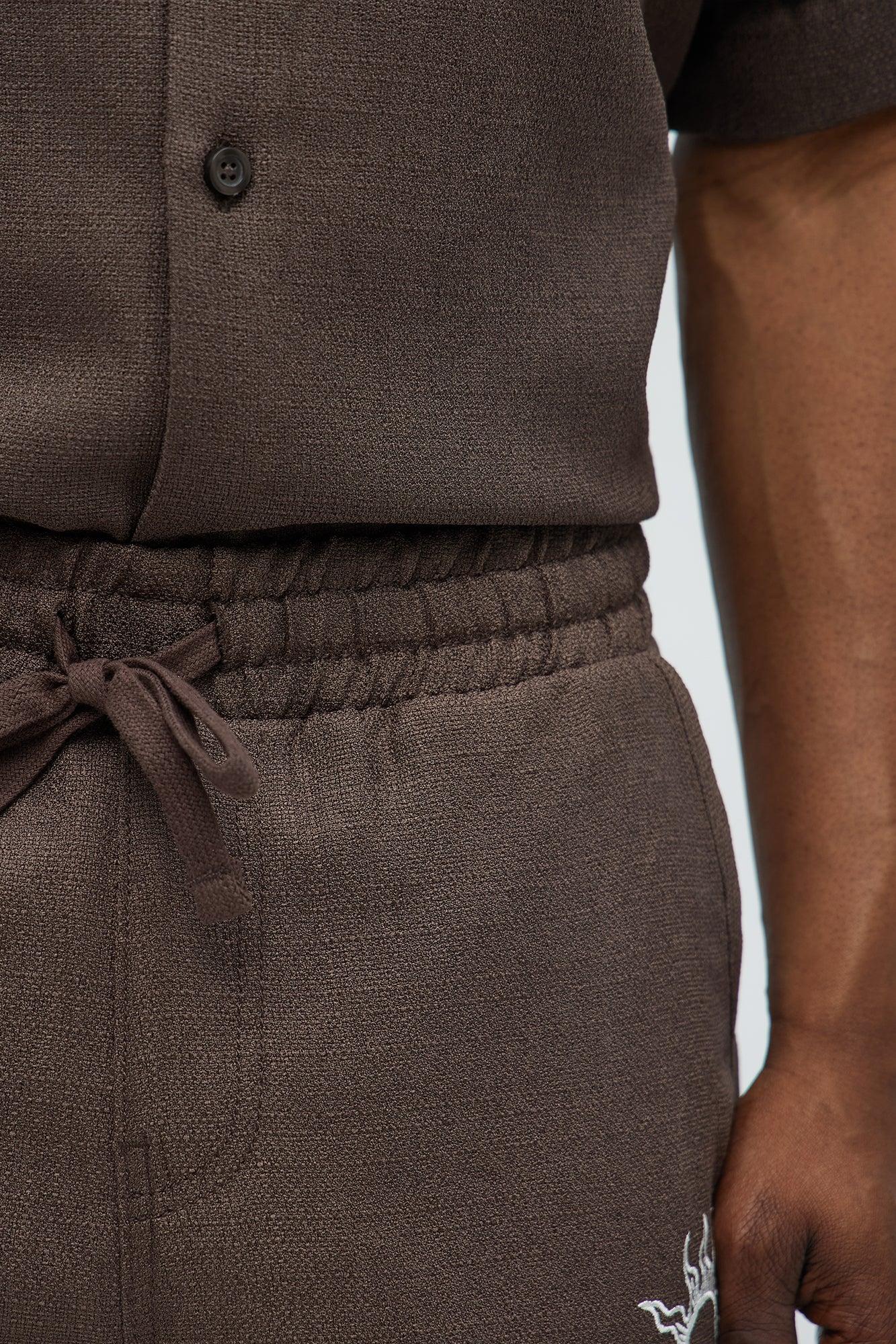 Ibiza VIP Club Linen Like Relaxed Shorts - Chocolate Product Image