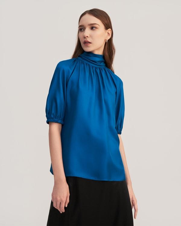 Women Ajuga Silk Twill Blouse Top Product Image