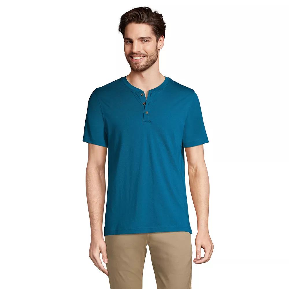 Men's Lands' End Short Sleeve Supima Jersey Henley Top,  Product Image
