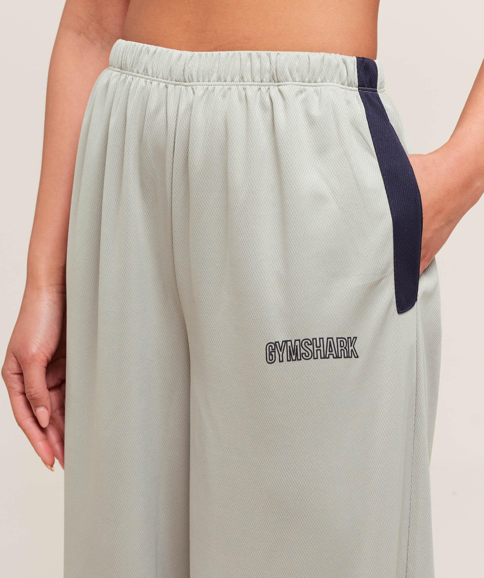 Gymshark Mesh Straight Leg Pants - Stone Grey/Heavy Blue Female Product Image