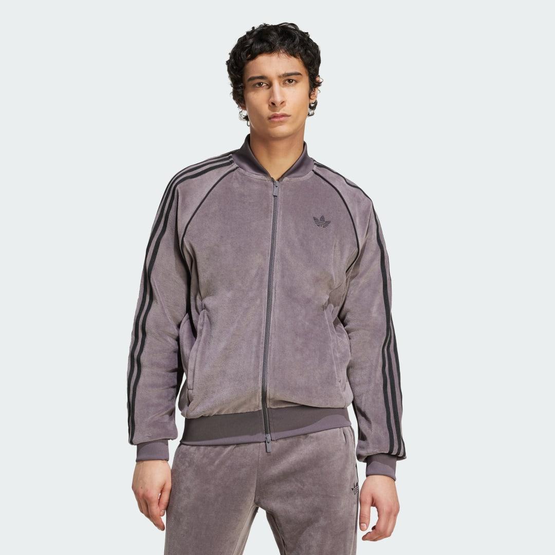 adidas SST Adicolor Velour Track Top Aurora Ivy 2XL Mens Product Image