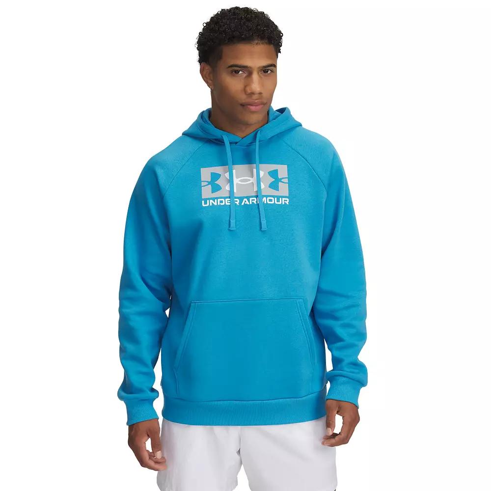 Big & Tall Under Armour Rival Fleece Block Logo Hoodie, Men's, Size: 4XL, Ether Blue Product Image