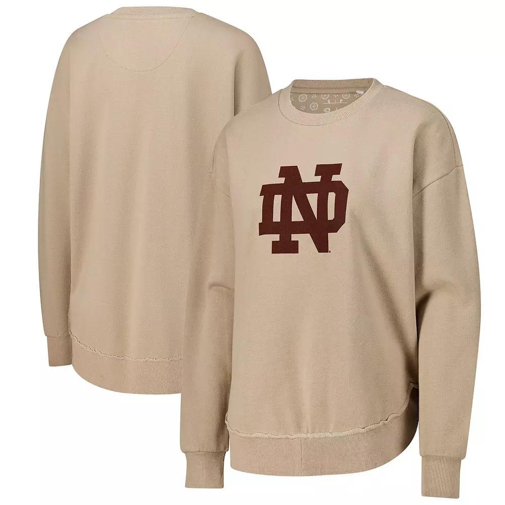 Women's Pressbox Tan Notre Dame Fighting Irish Poncho Fleece Pullover Sweatshirt, Size: Medium, Team Product Image