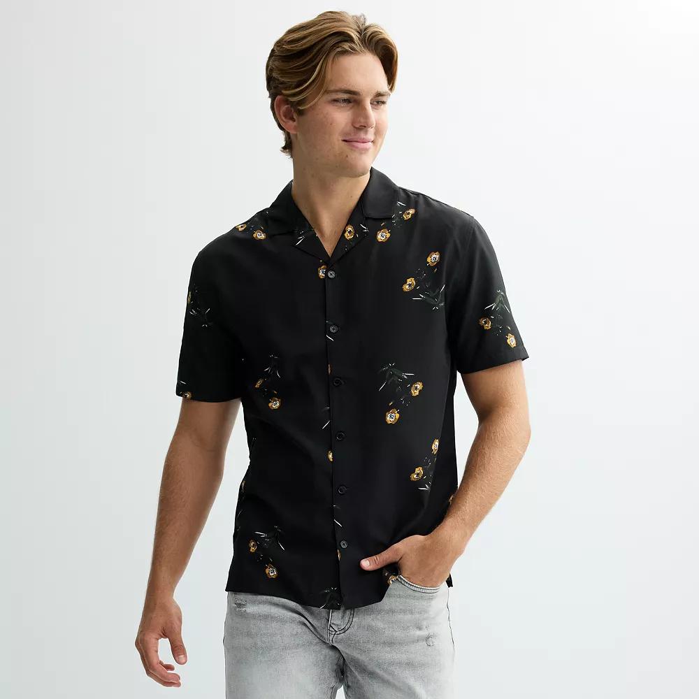 Men's Birch x Black Short-Sleeve Floral Woven Camp Shirt, Size: Small Product Image