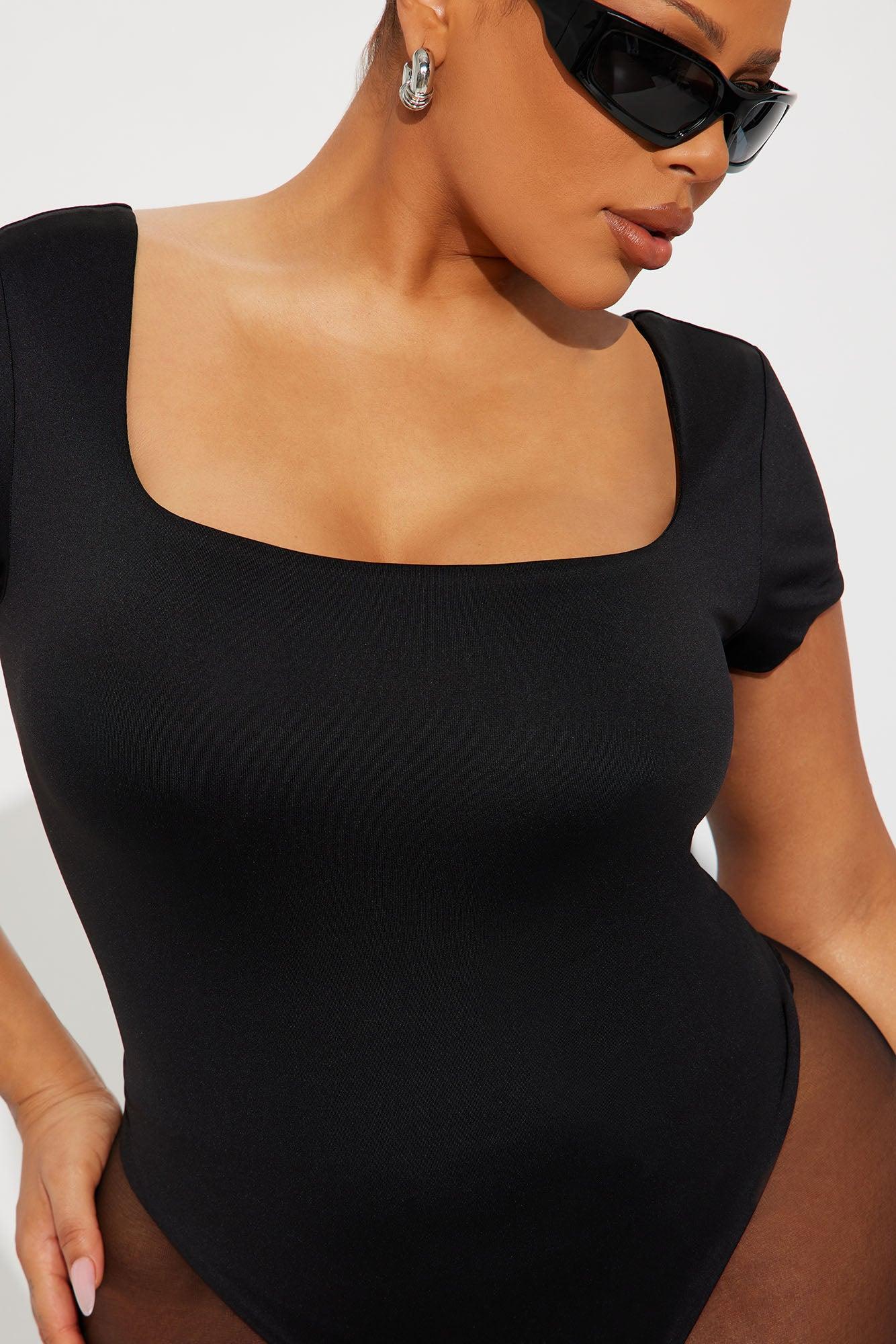 Contour Double Lined Square Neck Bodysuit - Black Female Product Image