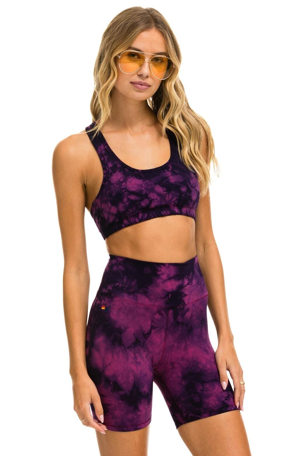 HAND DYED 6 INCH HI-RISE BIKER SHORT - TIE DYE CRYSTAL ROSE Female Product Image