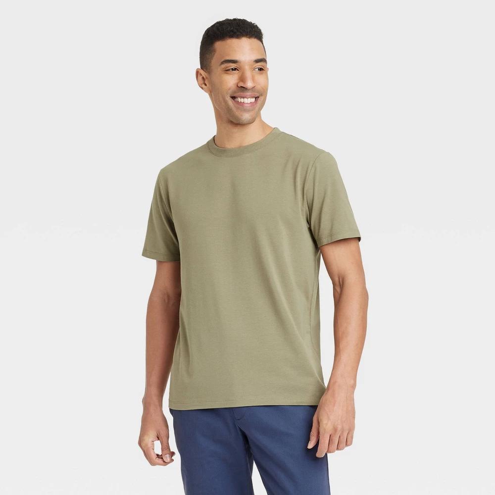 Men's Comfort Wear T-Shirt - Goodfellow & Co™ Olive Green S: Cotton Modal Blend, Pullover Product Image