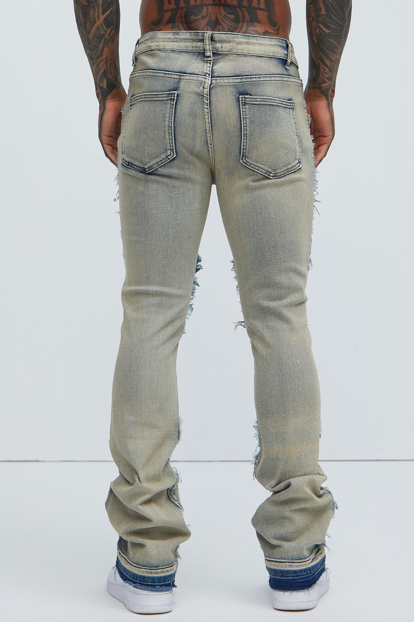 Be Square Stacked Skinny Flare Jeans - Light Blue Product Image