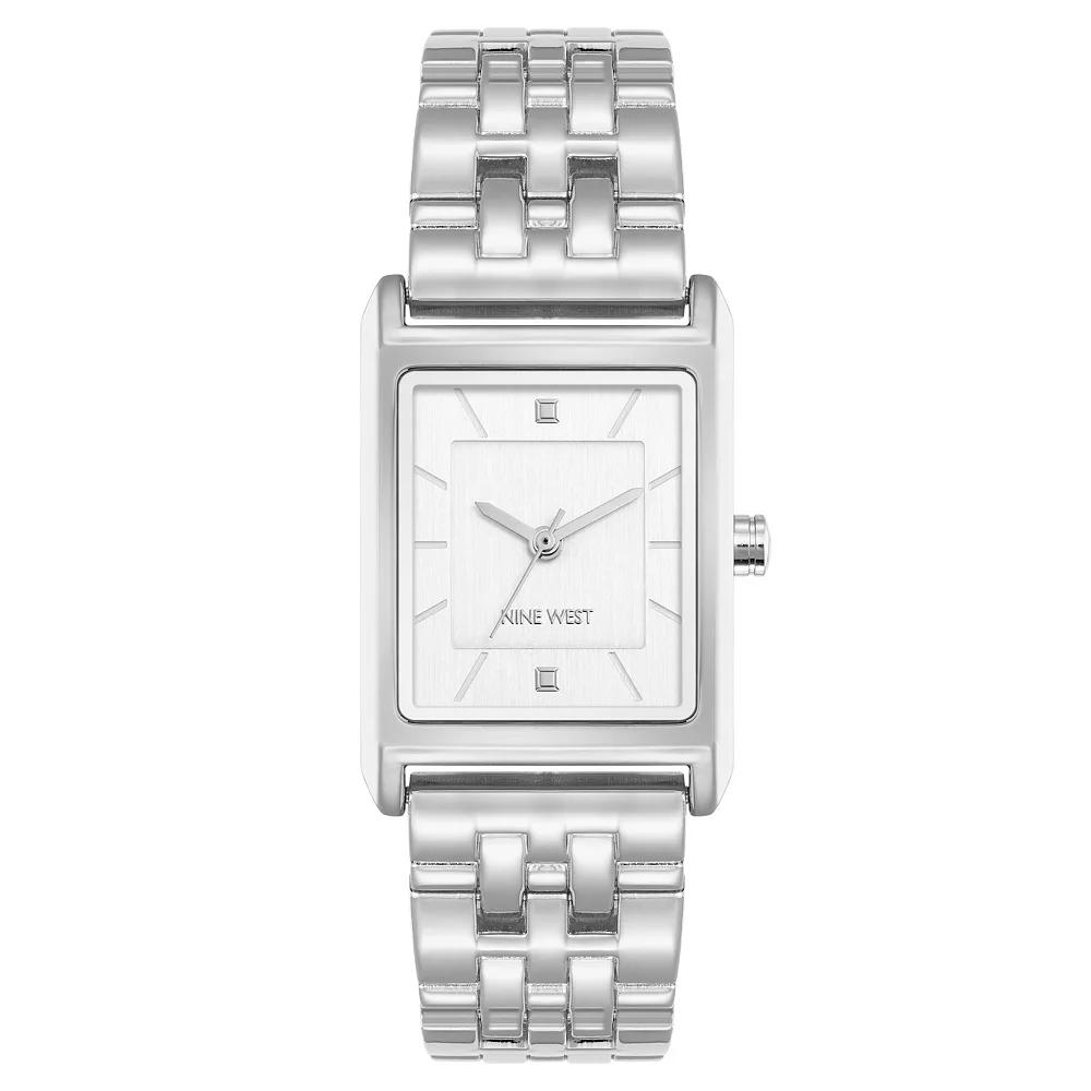 Nine West Women's Polished Bracelet Tank Watch, Size: 24 mm, Silver Product Image