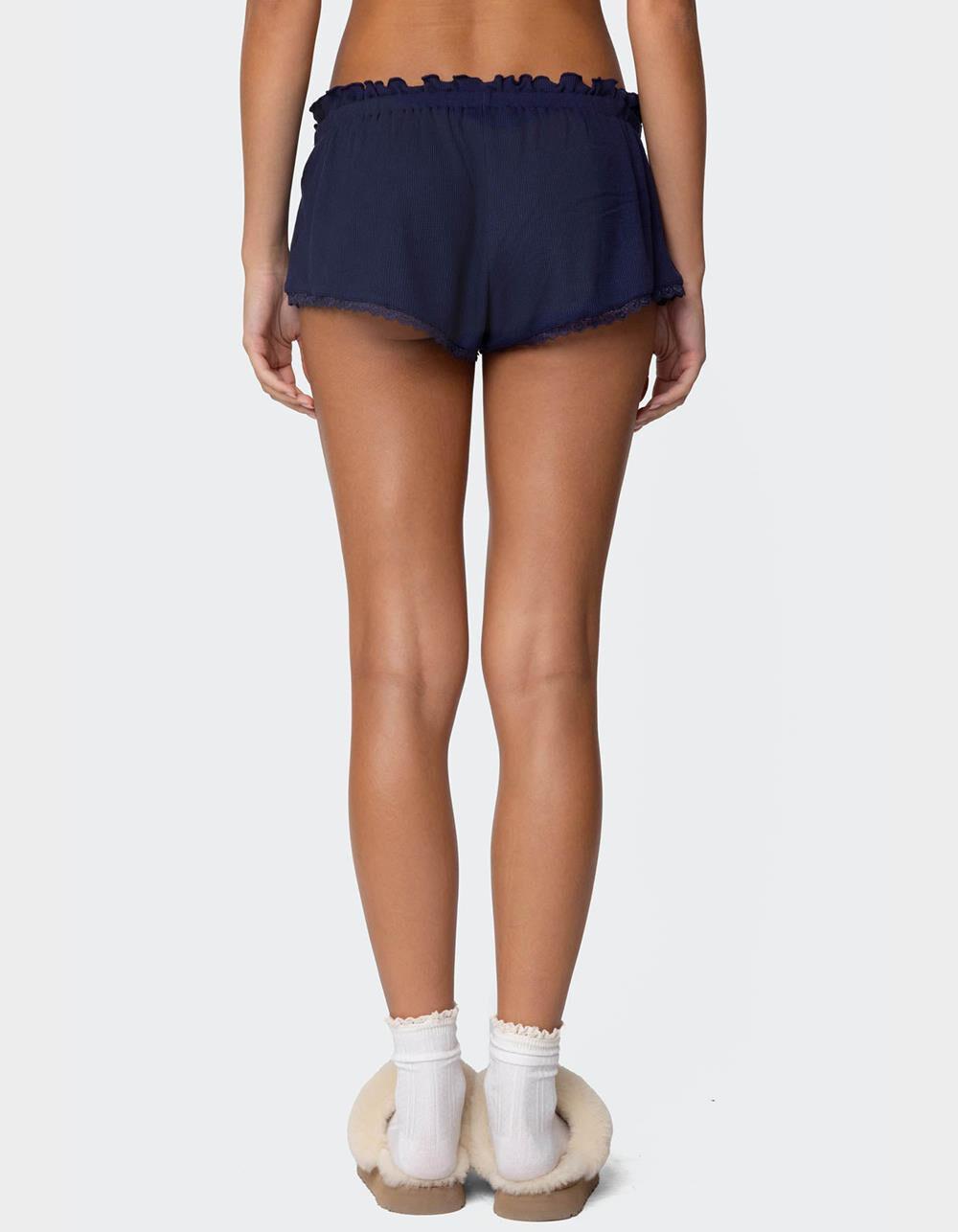 EDIKTED Dream Waffle Shorts - NAVY Product Image