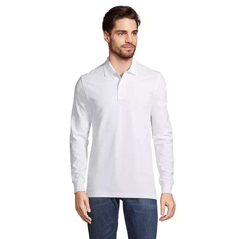 Big & Tall Lands End Long Sleeve Comfort-First Mesh Polo, Mens Evening Blue Product Image