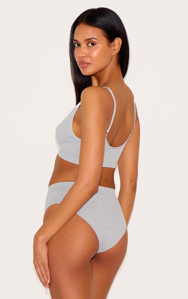 PRETTYLITTLETHING Grey Ribbed Seamless Panties Product Image