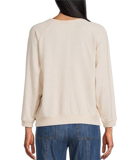Nurture Knit Crew Neck 3/4 Sleeve Embroidered Top Product Image