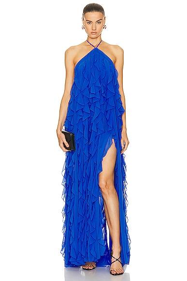 Ruffle Halterneck Maxi Dress Product Image