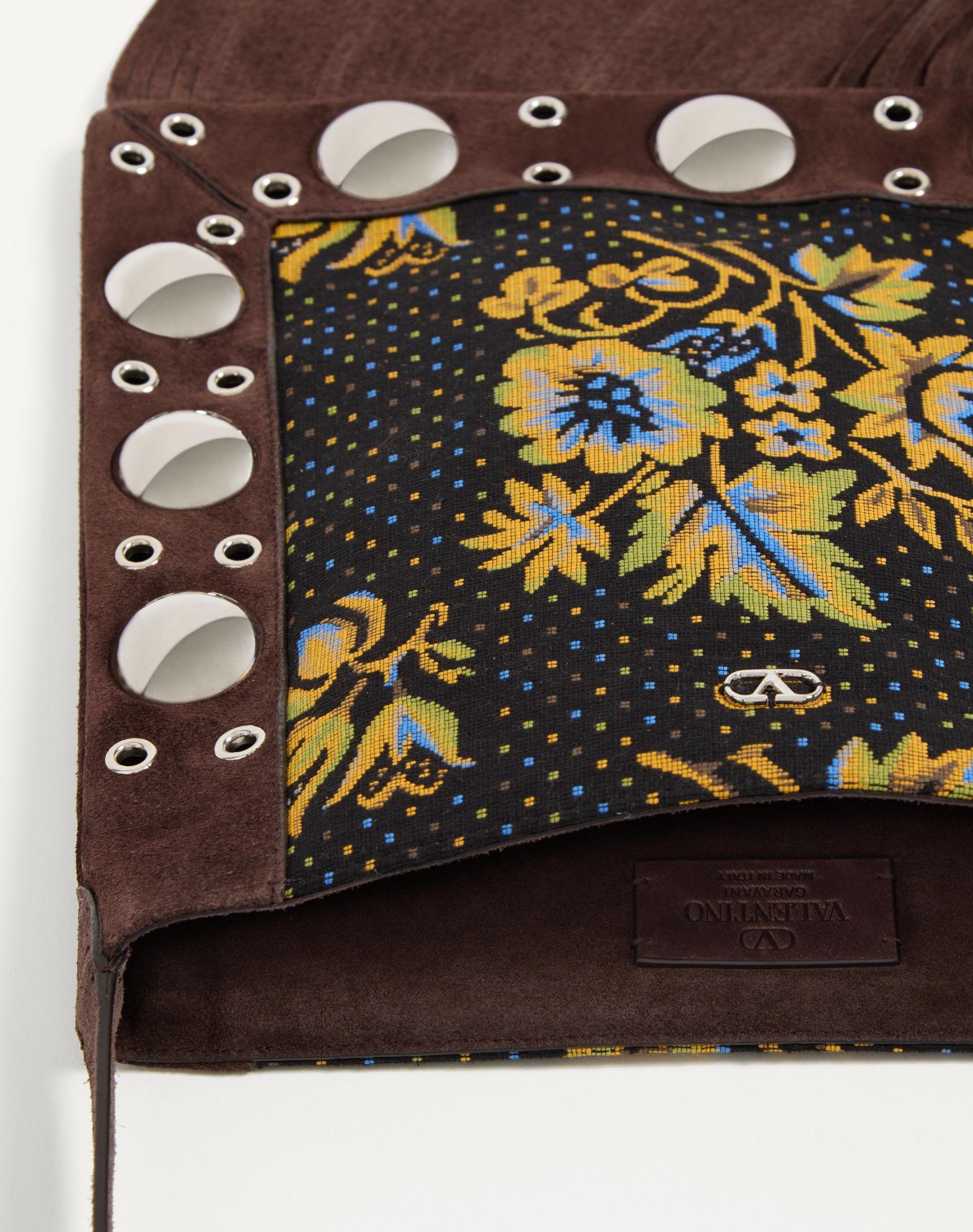 Valentino Garavani Nellcôte Shoulder Bag In Jacquard Fabric With Fringes Product Image