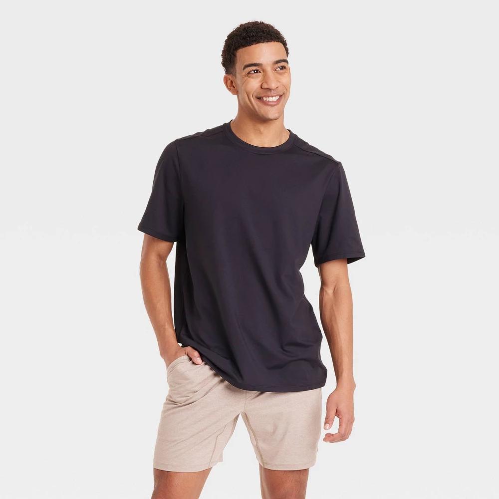 Men's Relaxed Fit Soft Stretch T-Shirt - All In Motion™ Black S: UPF 50+, Jersey, Crew Neck Product Image