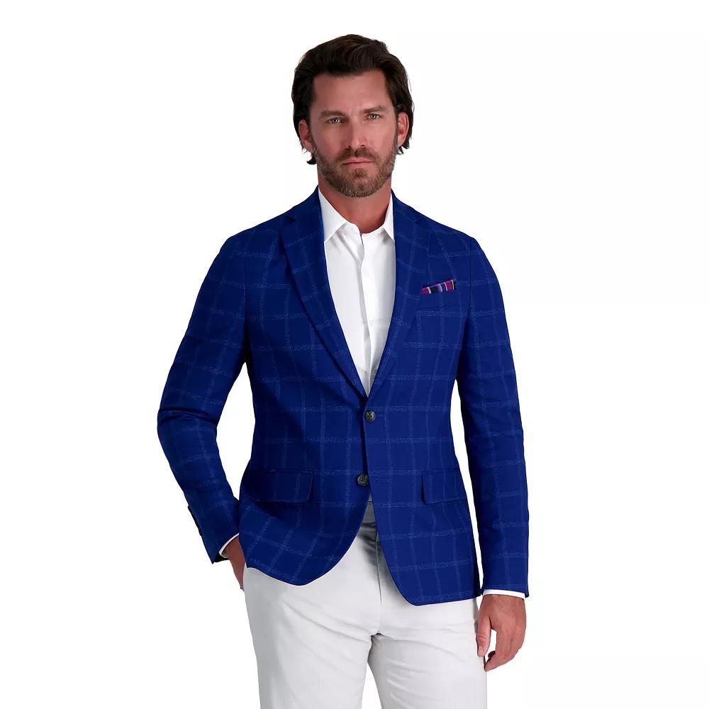 Mens Haggar Slub Windowpane Slim-Fit Sport Coat Blue Product Image
