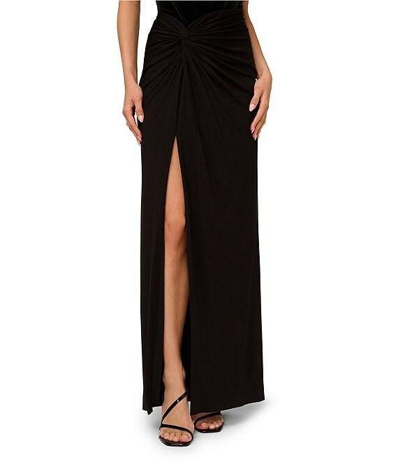 Adrianna by Adrianna Papell Velvet Strapless Jersey Knit Skirt High Sheath Gown Product Image