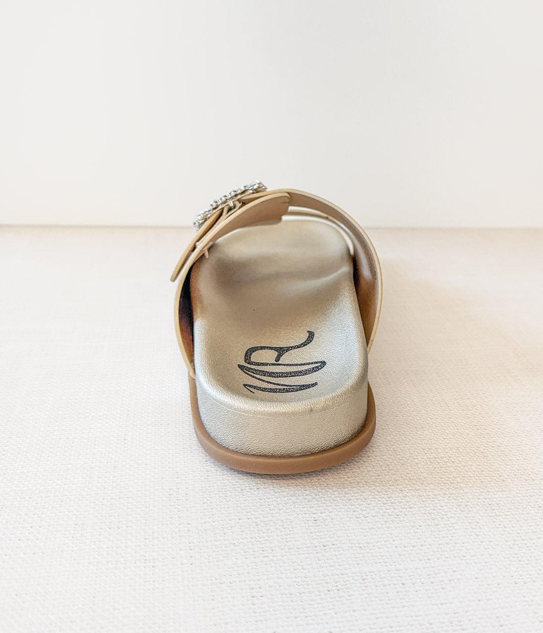 Stellar Rhinestone Buckle Slides in Gold (Online Exclusive) Product Image