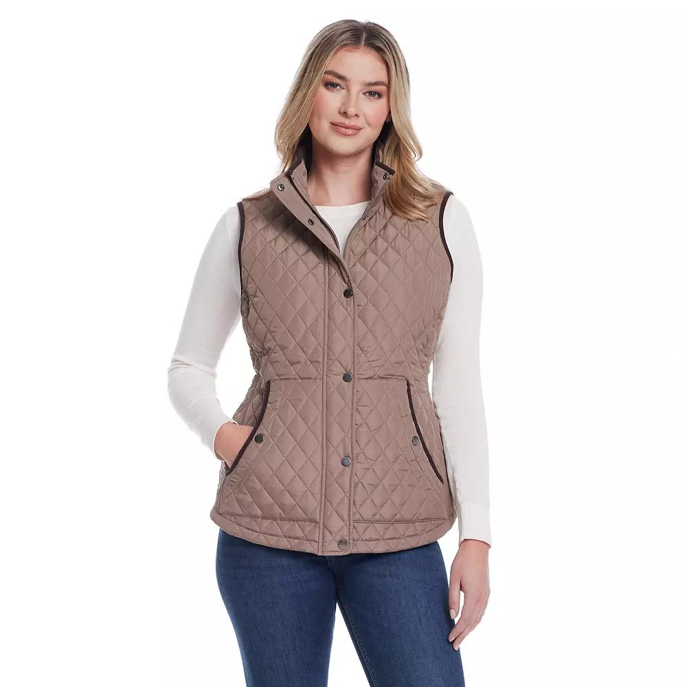 Women's Weathercast Corduroy Trimmed Quilted Vest,  Product Image