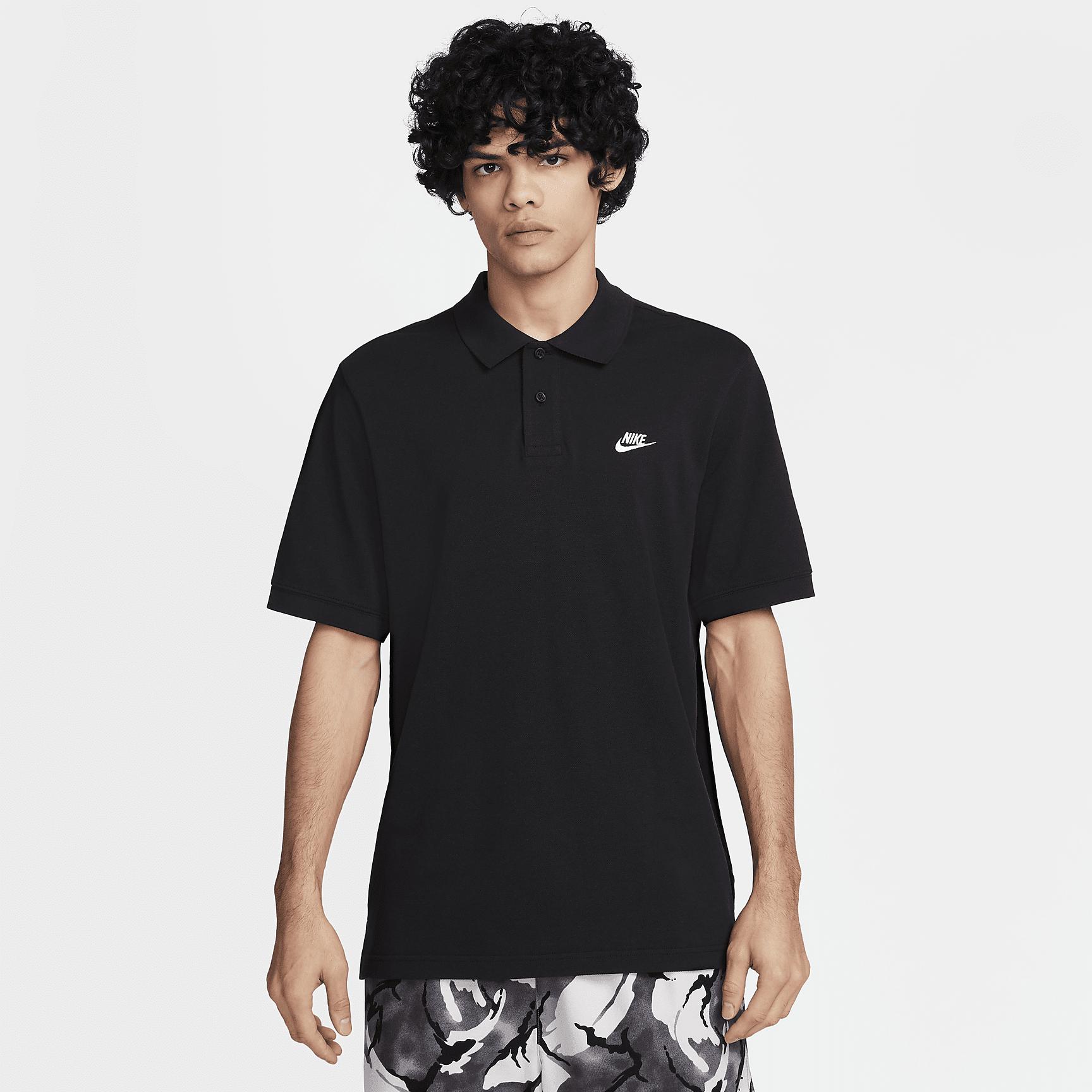 Nike Mens Nike Club SS Polo Pique - Mens Black/White Product Image