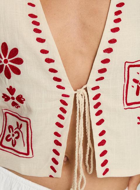 Grazia Vest Top Cream / Red Product Image
