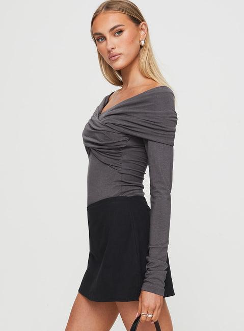 Sundlow Off Shoulder Bodysuit Slate Product Image