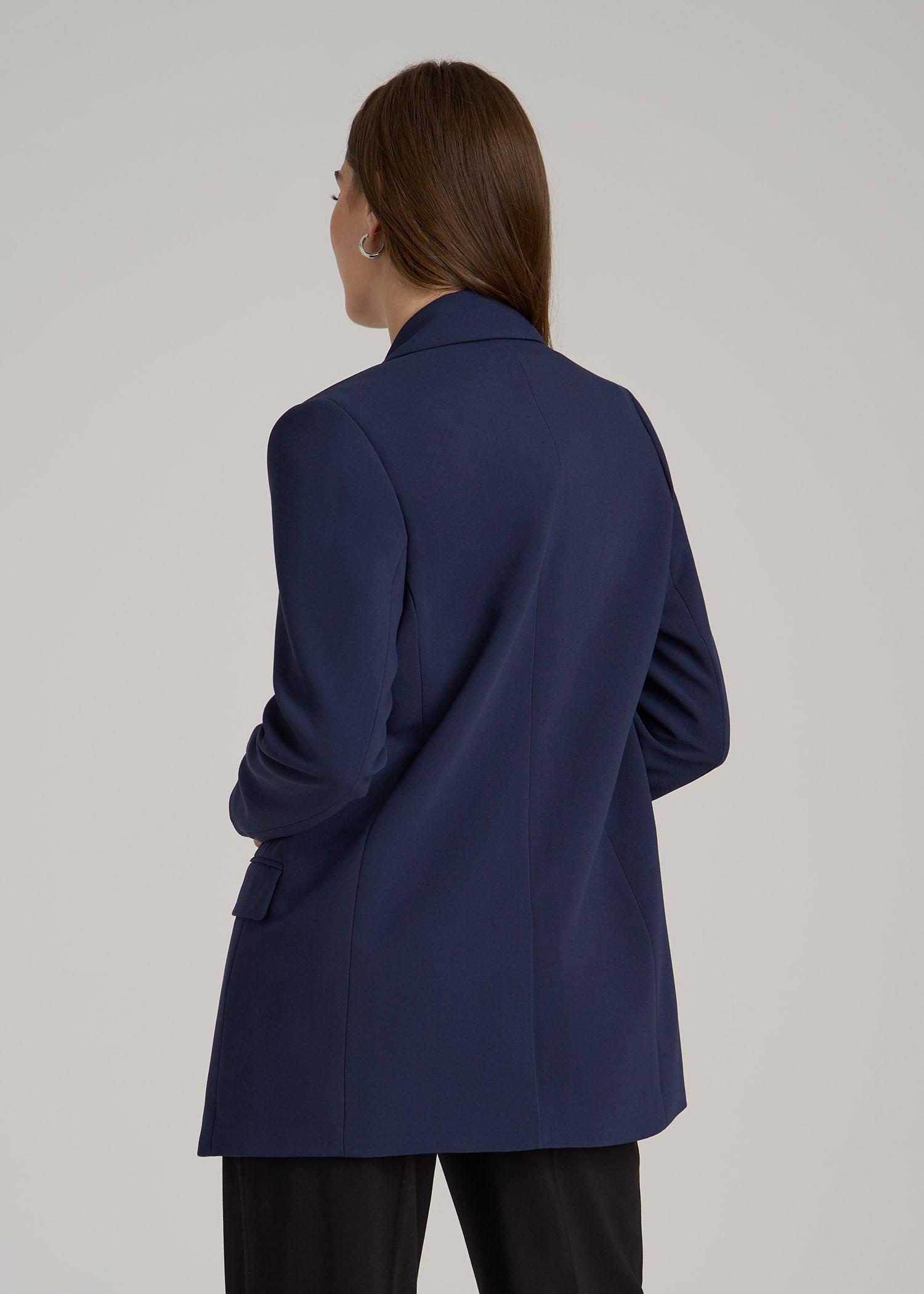 Boyfriend Fit Single-Button Blazer for Tall Women in Navy Female Product Image