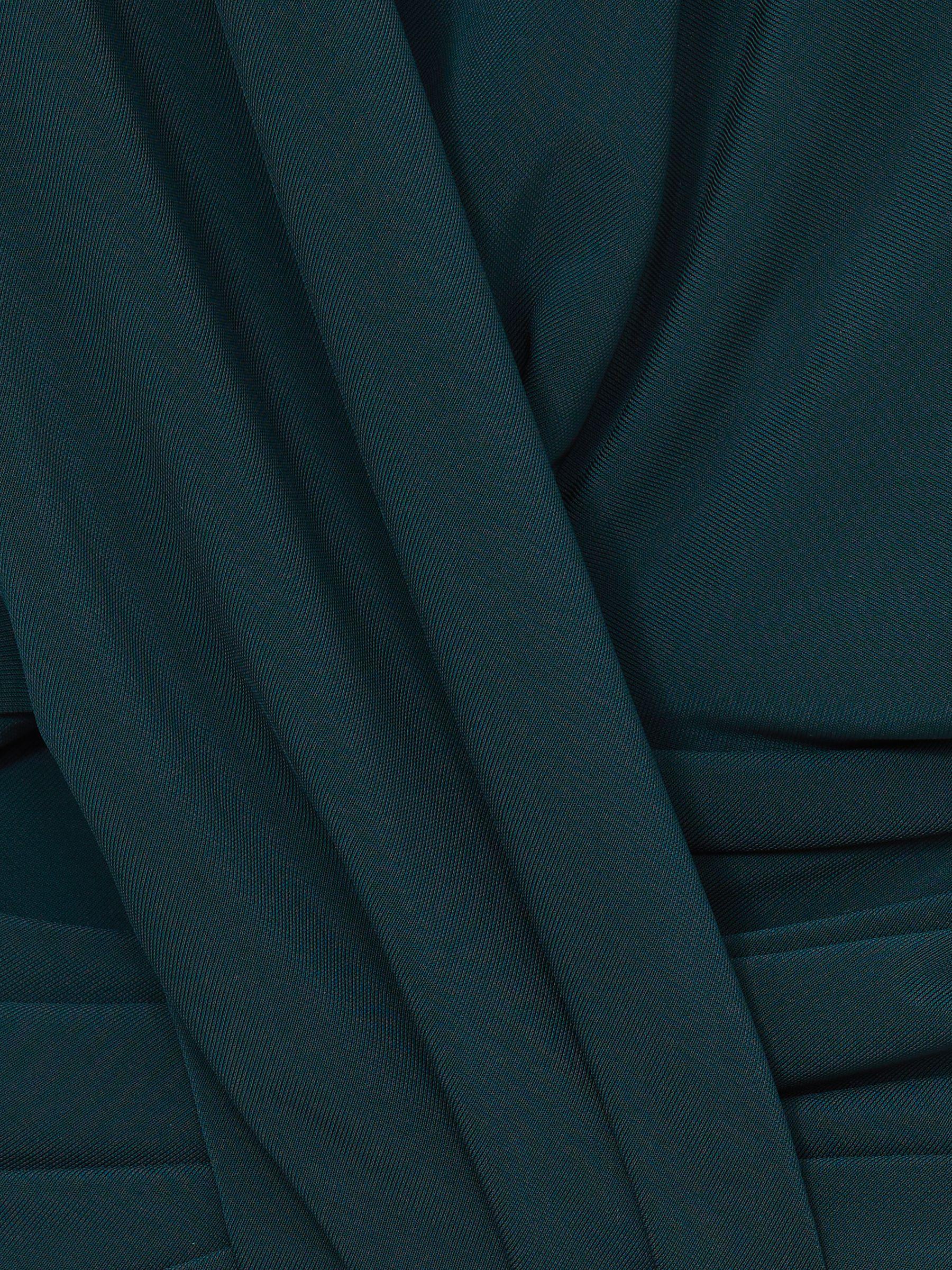 Draped-Front Jersey Mini Dress in Teal Product Image