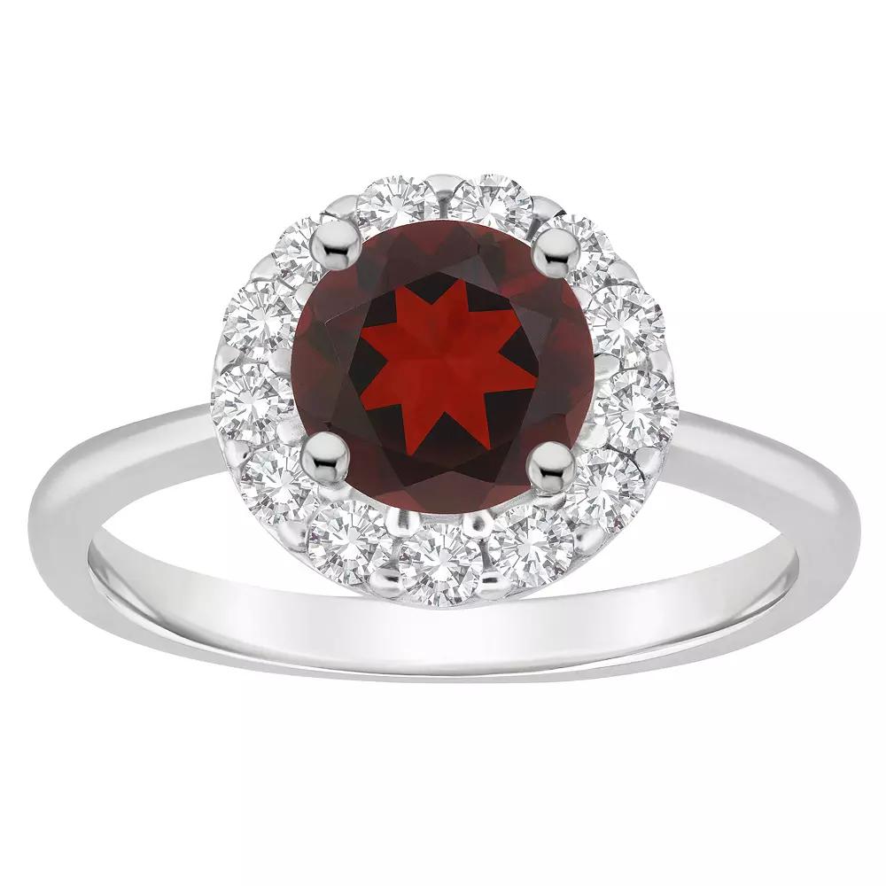 Celebration Gems Sterling Silver Gemstone Halo Ring, Womens Red Product Image