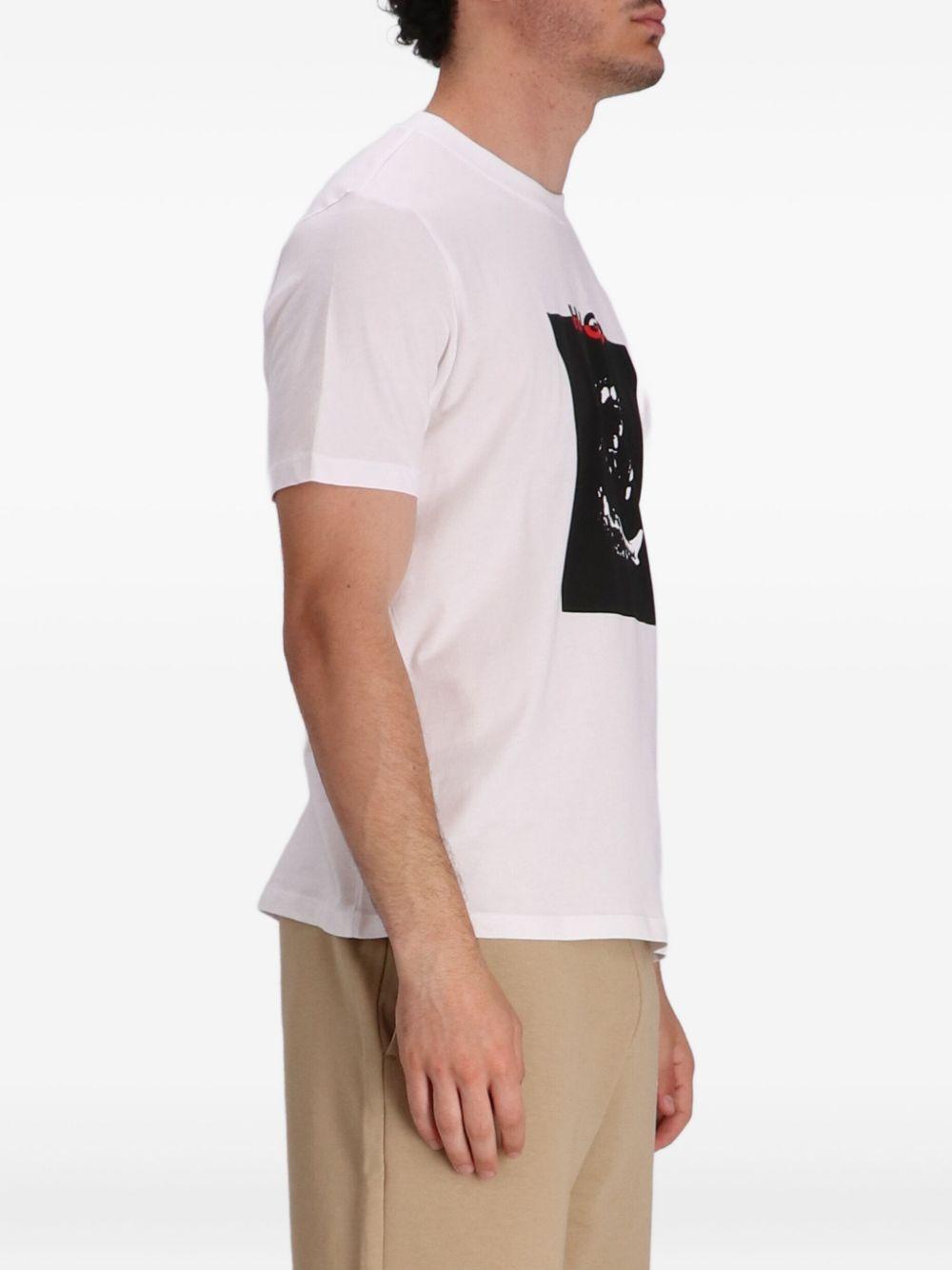 HUGO BOSS Cotton Jersey T-shirt With Mixed-print Logo In White Product Image