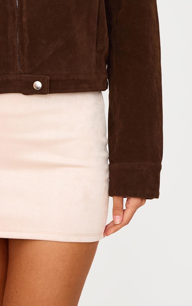 Light Beige Faux Suede Micro Mini Skirt Product Image