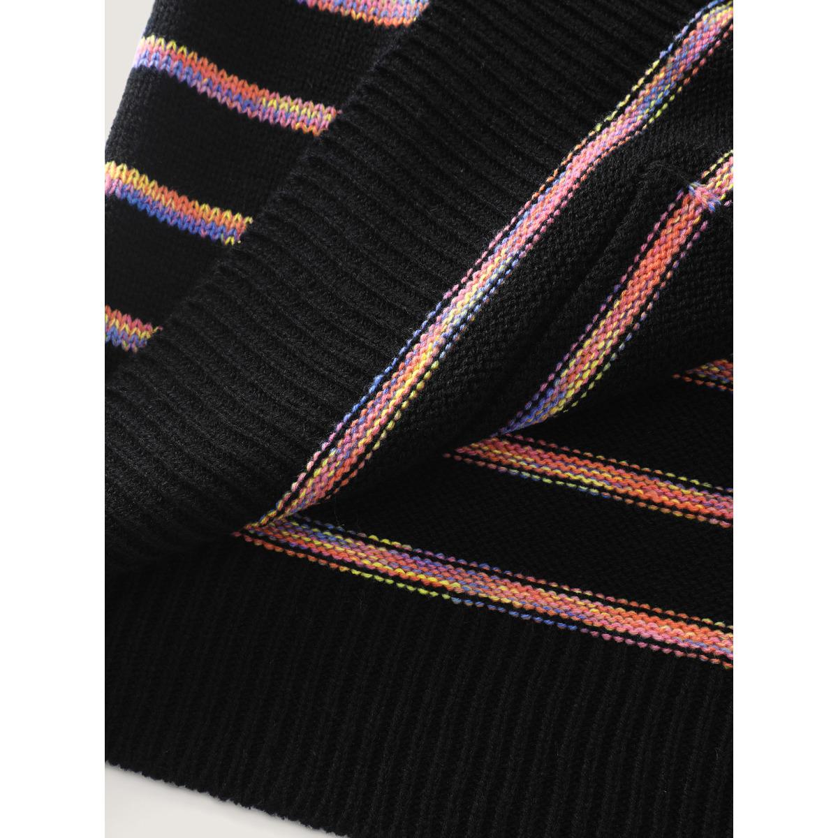 Plus Size Color Gradient Heather Pockets Knit Cardigan Black Women Playful Loose Long Sleeve Casual Cardigans BloomChic 10/M Product Image