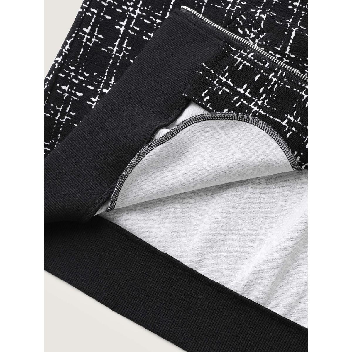 Plus Size Tweed Color Contrast Zipper Jacket Women Black Leisure Contrast Ladies Casual Winter Coats BloomChic 10/M Product Image