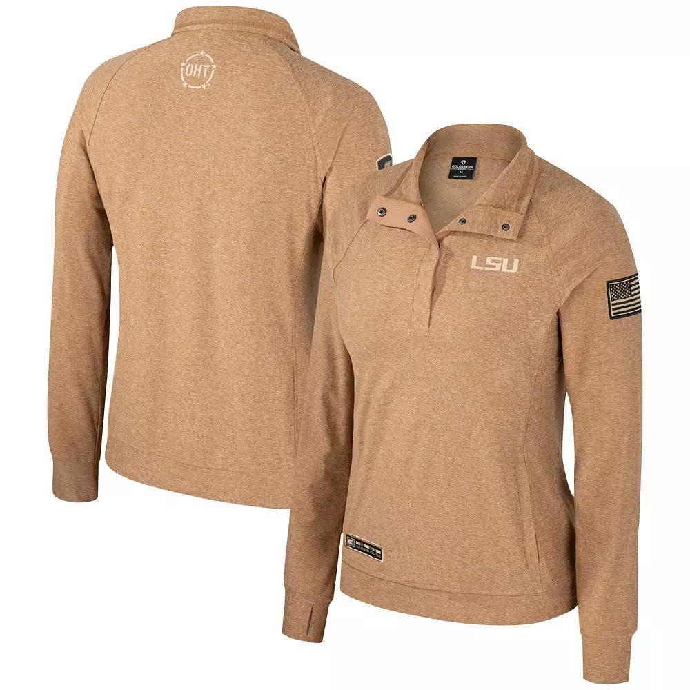 Women's Colosseum Tan Florida Gators OHT Military Appreciation Sand Tatum Quarter-Snap Raglan Jacket, Size: Medium, Team Product Image