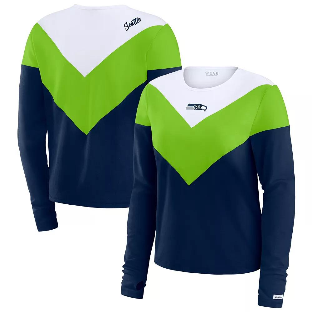 Women's WEAR by Erin Andrews College Navy/Neon Green Seattle Seahawks Plus  Product Image