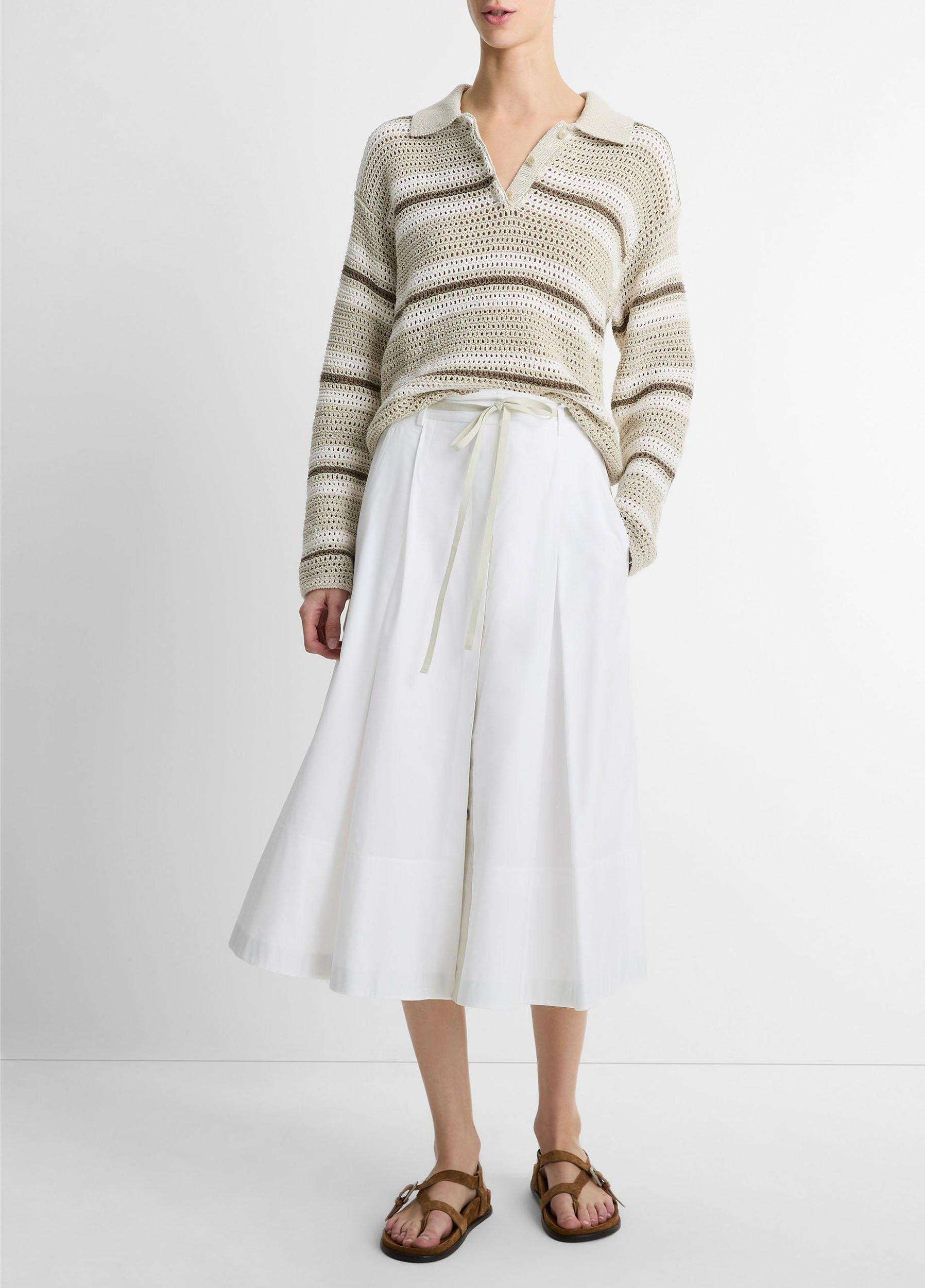 Mesh Stripe Italian Cotton Polo Sweater Product Image