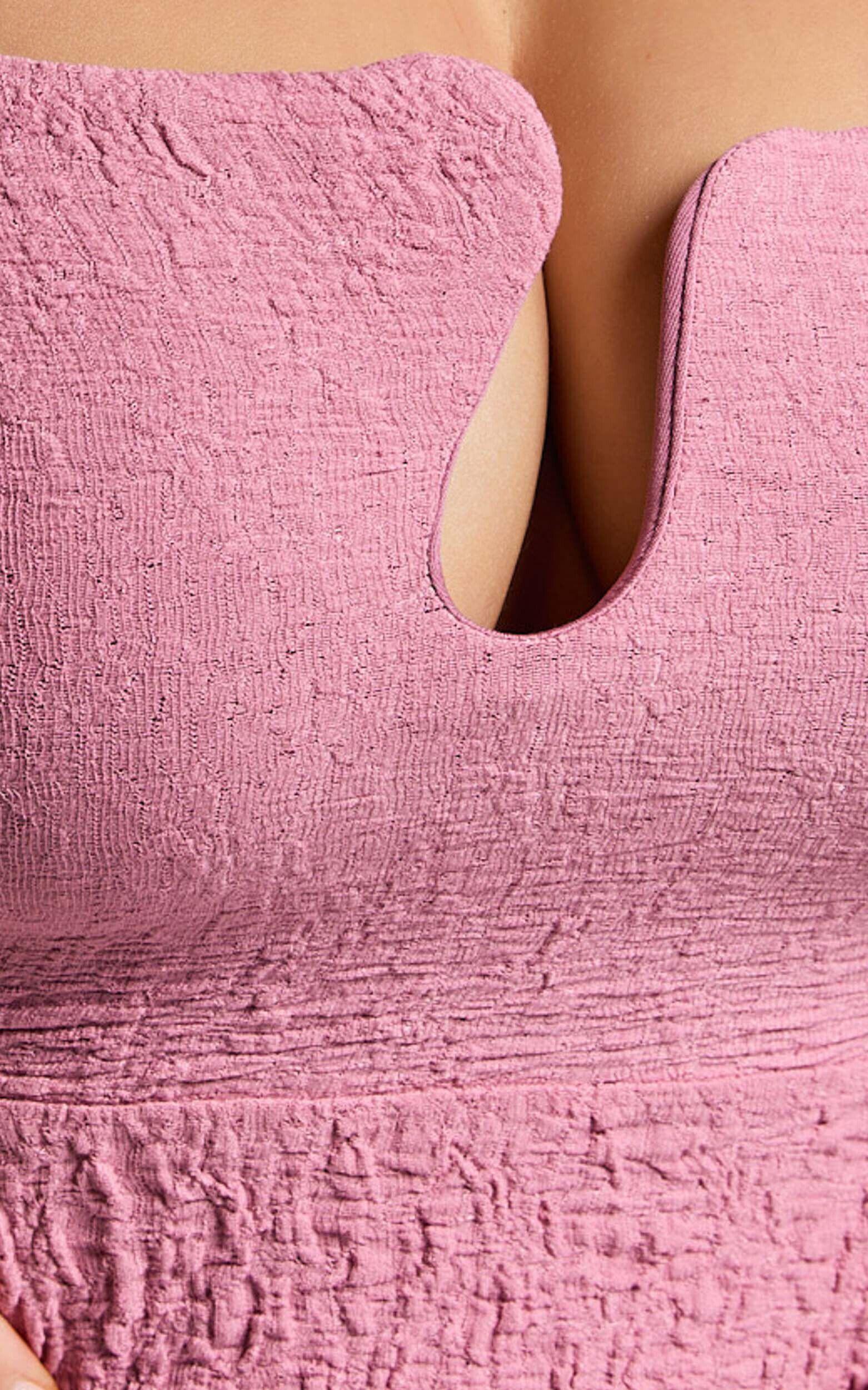 Marisa Mini Dress - Cut Out Front Strapless Bodycon Dress in Pink Product Image