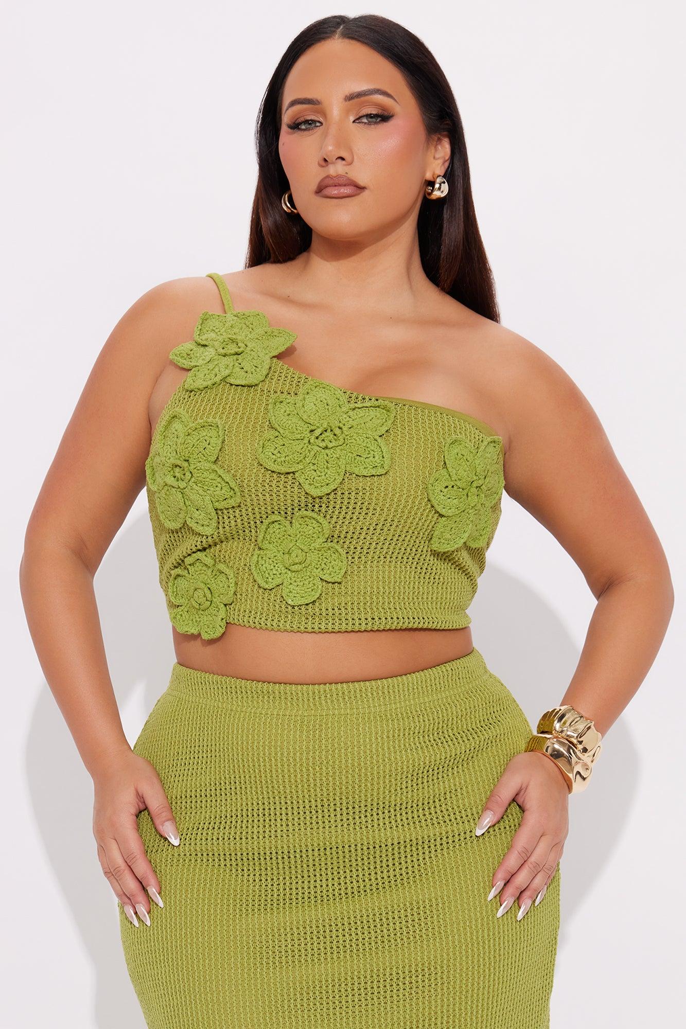 Juliet Crochet Maxi Skirt Set - Chartreuse Female Product Image