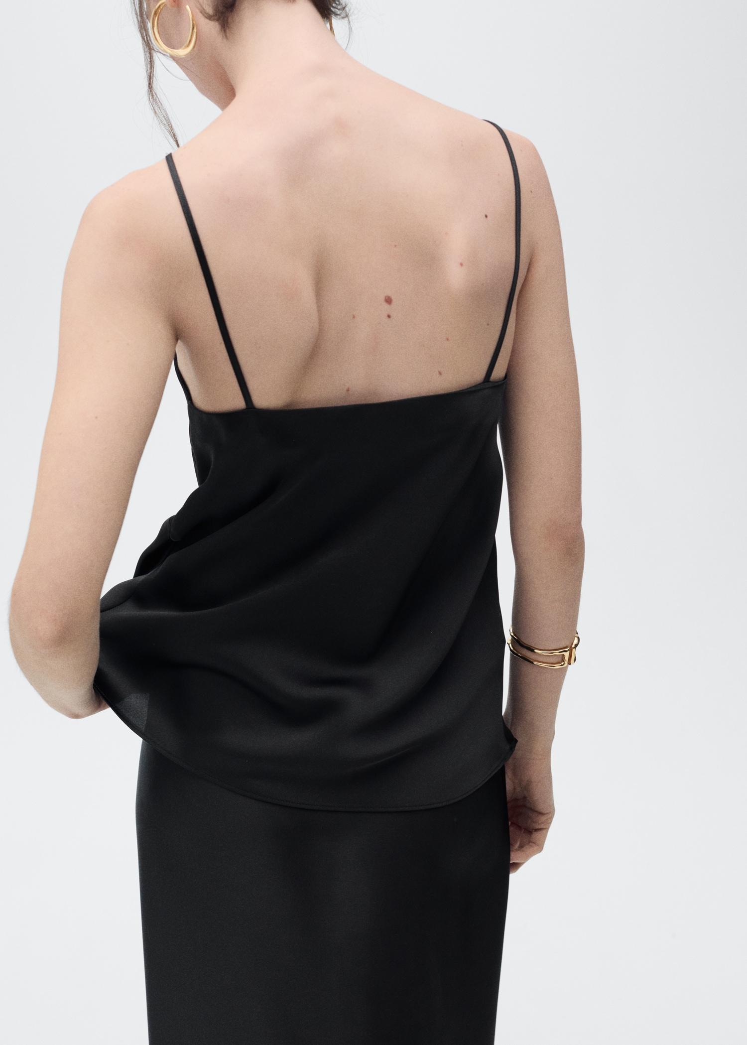 V-neck satin top - Women | MANGO USA Product Image